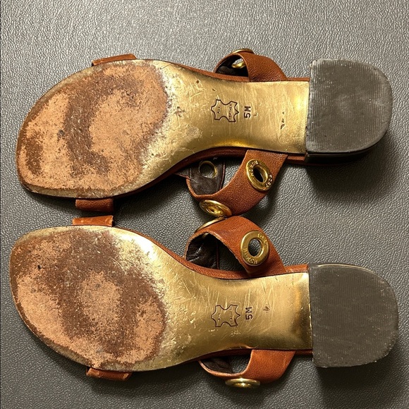 Tory Burch Women's Leather Kathryn Leather Gold Grommet Sandals, Size 5, Brown - Picture 5 of 8